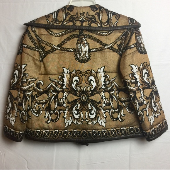 🌟ST JOHN COLLECTION JACKET BROWN LEATHER TRIM 4 - Picture 2 of 8